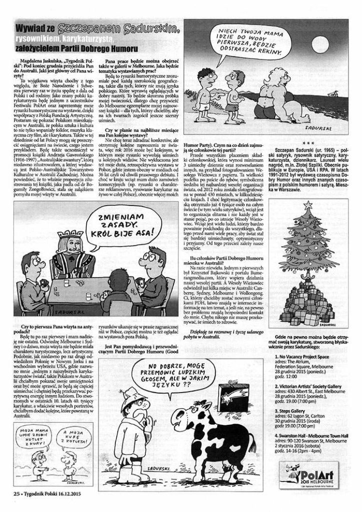 Tygodnik Polski Australia wywiad Szczepan Sadurski