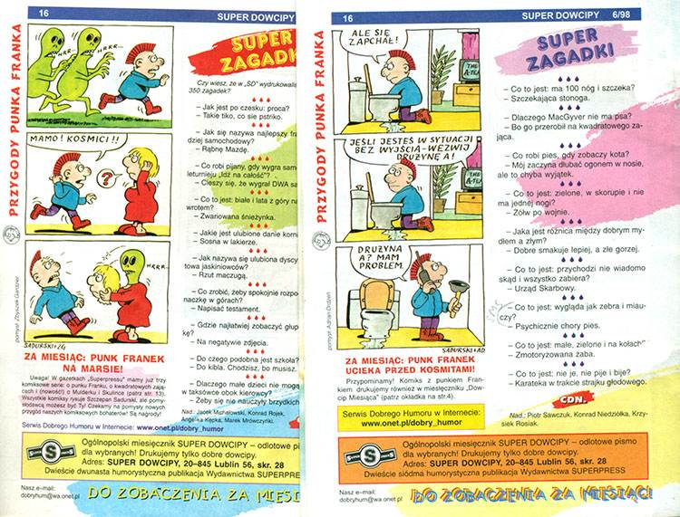 punk Franek Przygody punka franka komiksy Super Dowcipy Szczepan Sadurski komiks Superpress