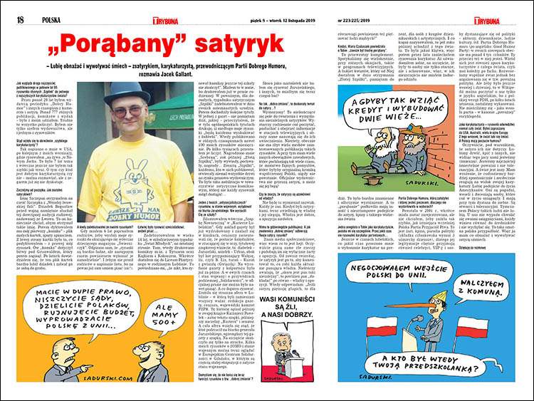 satyryk rysownik karykaturzysta Szczepan Sadurski wywiad Trybuna