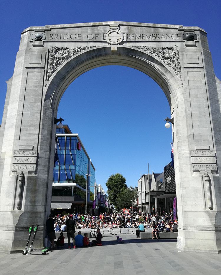 Bridge of Remembrance Christchurch Nowa Zelandia ciekawostki