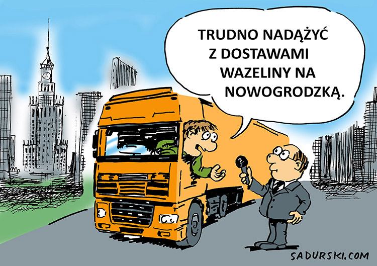 ciężarówka rysunek partia Prawo i Sprawiedliwość PiS Nowogrodzka