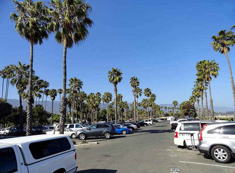 parking przy plaży palmy Kalifornia