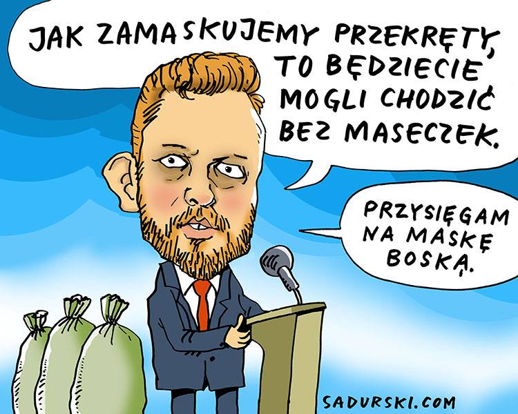 Łukasz Szumowski minister zdrowia humor dowcipy rysunki karykatury maseczki