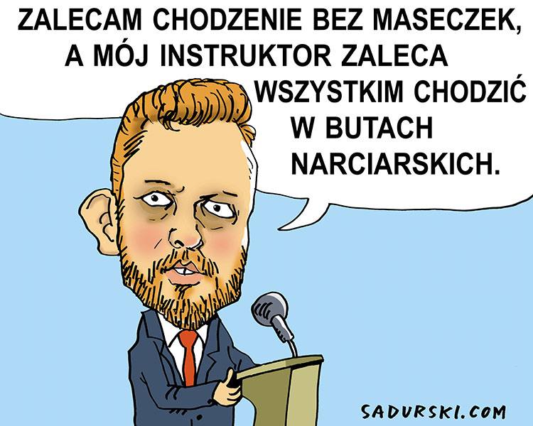 Łukasz Szumowski minister zdrowia humor dowcipy rysunki karykatury maseczki
