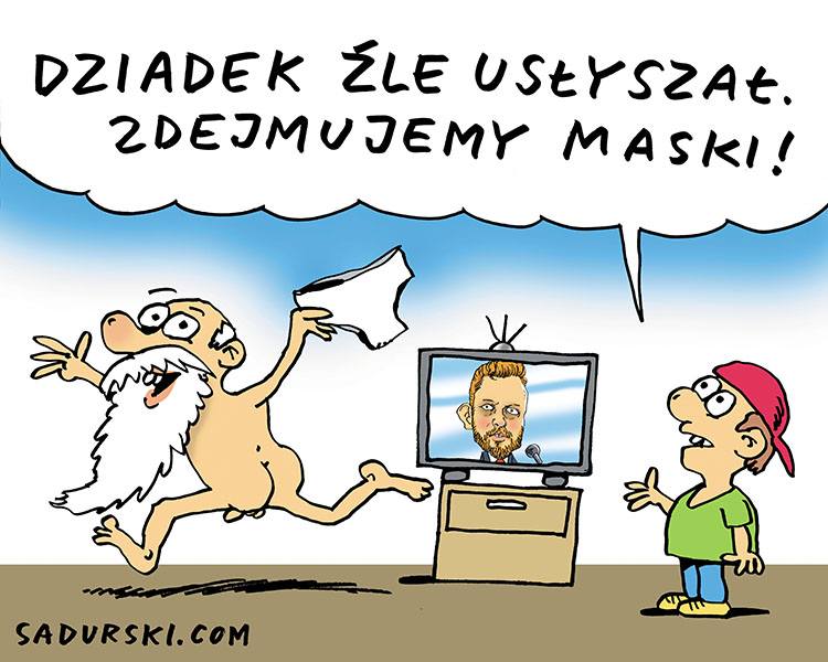 Łukasz Szumowski minister zdrowia humor dowcipy rysunki karykatury maseczki