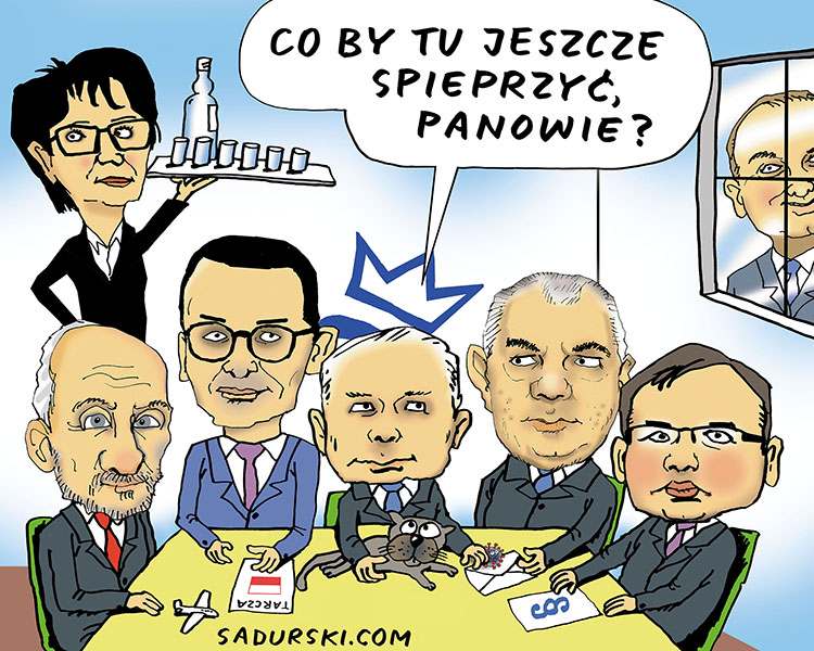 maj 2020 rząd Prawo Sprawiedliwość politycy PiS satyra karykatury satyra dowcipy