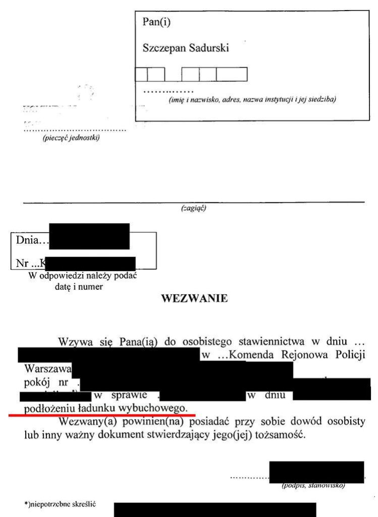 fałszywe alarmy bombowe Pegasus alarm bombowy