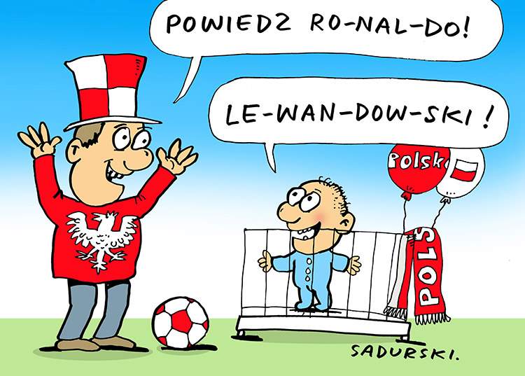 humor karykatury Roberta-Lewandowskiego rysunki piłka nożna